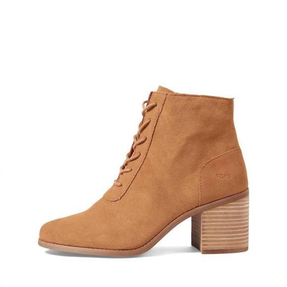 NEW TOMS women's evelyn lace up bootie in tan - Picture 2 of 6